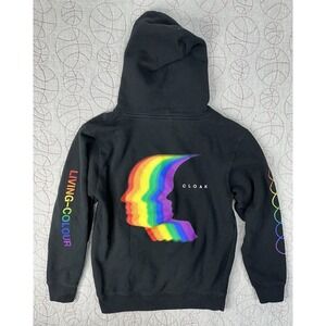 CLOAK Full Living Colour Black Rainbow Pride Hoodie / Unisex Size Small